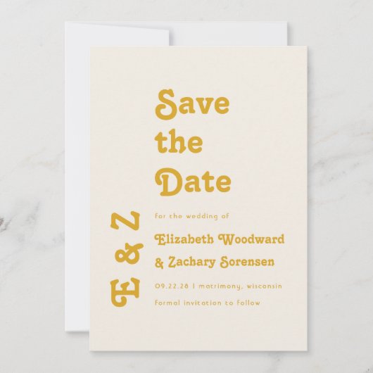 Save The Date Retro Goldenrod Typographie Enregistrer la date (Devant)