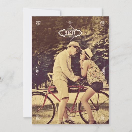 Save The Date Retro Great Gatsby Art Déco Photo Enregistrer les (Dos)
