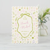 Save The Date Retro Hand Written Drawn Flowers Spring Wedding (Debout devant)