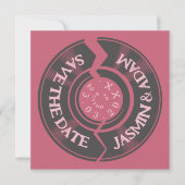 Save The Date Retro Magenta Pink Vinyl Record Mariage Super (Devant)