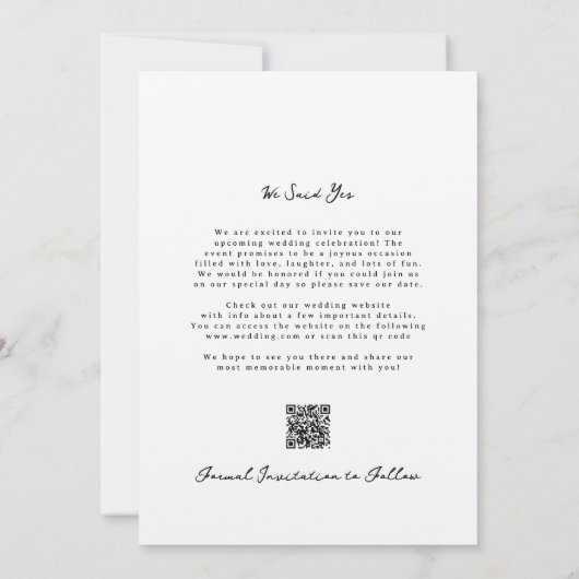 Save The Date Rétro manuscrit simple Doodle noir et blanc (Dos)