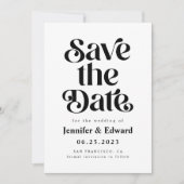 Save The Date Retro mariage blanc Enregistrer la date (Devant)