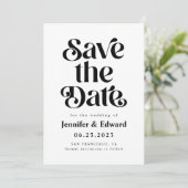 Save The Date Retro mariage blanc Enregistrer la date (Debout devant)