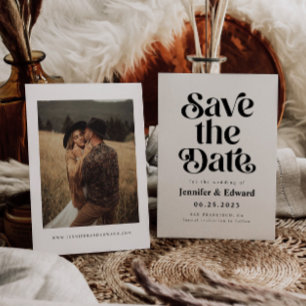 Save The Date Retro mariage blanc Enregistrer la date