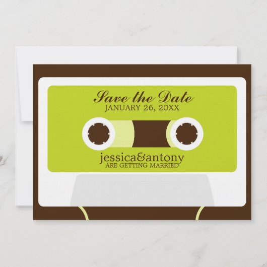 Save The Date Rétro Mariage Mixtape Enregistrer la date (Devant)