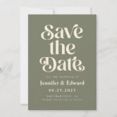 Save The Date Rétro Mariage Olive Enregistrer La Date (Devant)
