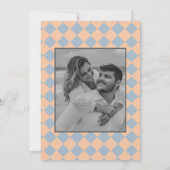 Save The Date Rétro minima À damiers Motif Mariage de pêche (Dos)