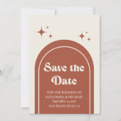 Save The Date Rétro minimal Arc Mariage en terre cuite (Devant)
