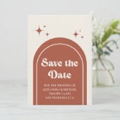 Save The Date Rétro minimal Arc Mariage en terre cuite (Debout devant)