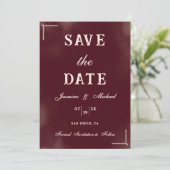 Save The Date Retro Minimalist Burgundy & Ivory Classic Wedding (Debout devant)