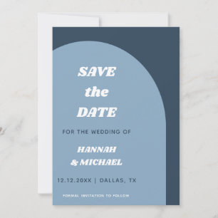 Save The Date Rétro minimaliste des années 60 Boho Dusty Blue Ar