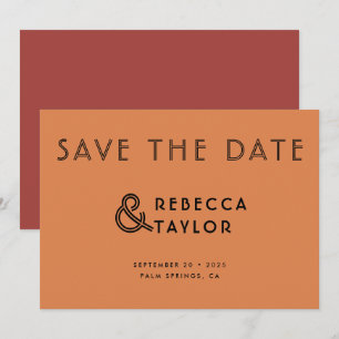 Save The Date Rétro minimaliste moderne Mariage rouge orange