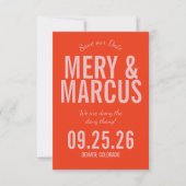 Save The Date Retro Moderne Gras Rouge & Rose Script Mariage  (Devant)