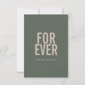 Save The Date Retro Moderne Gras Vert & Beige Écriture Mariage  (Dos)