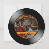 Save The Date Retro Music Vinyl Record Photo Mariage Round (Devant)