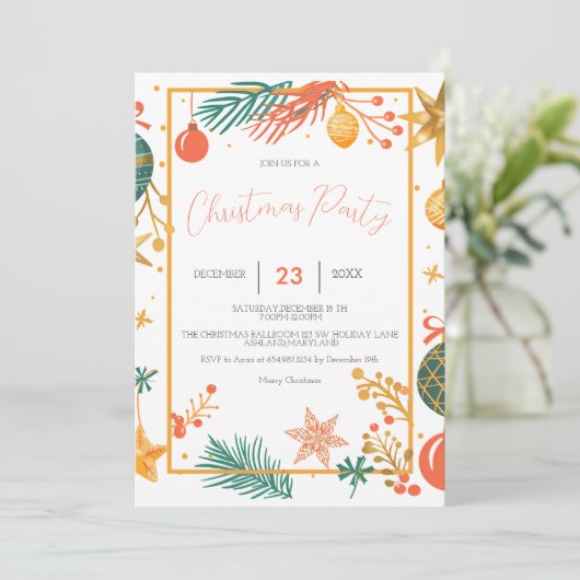 Save The Date Retro Noël Ornementations Compagnie Noël (Debout devant)