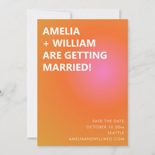 Save The Date Retro Orange Pink Bold Gradient Modern Wedding (Devant)