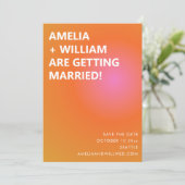 Save The Date Retro Orange Pink Bold Gradient Modern Wedding (Debout devant)