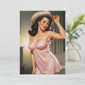 Save The Date Retro Pin-up Girl with Cowboy hat (Debout devant)