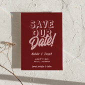 Save The Date Retro Pink Deep Red Modern Boho Unique Wedding