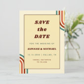 Save The Date Retro Rainbow Stripes Seventies 1970 Jaune (Debout devant)