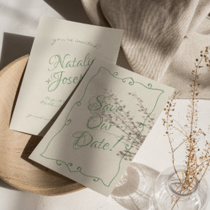 Save The Date Rétro Rétro Whimsical Unique Mariage moderne