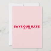 Save The Date Rétro rose brillant Funky Gras moderne Mariage uni (Dos)