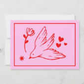 Save The Date Rétro rose et rouge écriture manuscrite mariage En (Dos)