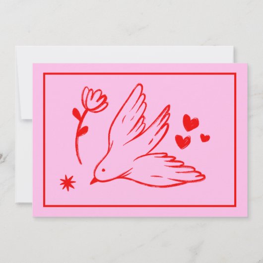 Save The Date Rétro rose et rouge écriture manuscrite mariage En (Dos)