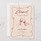 Save The Date Retro Rouge dessiné à la main Script Wedding enreg (Devant)