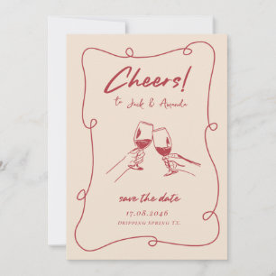Save The Date Retro Rouge dessiné à la main Script Wedding enreg