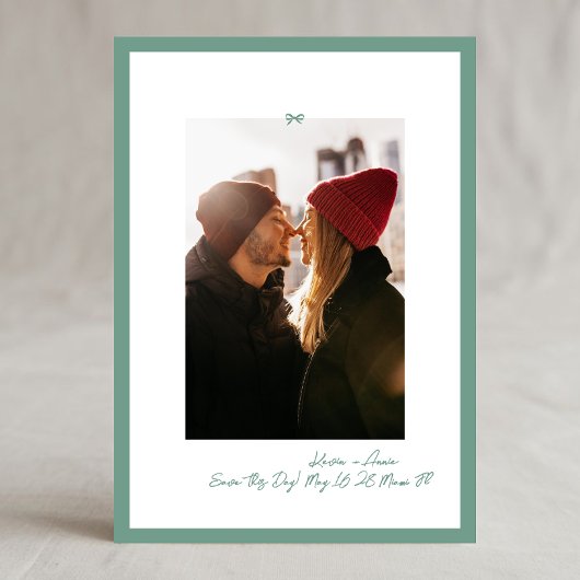 Save The Date Retro Sage Green Little Bow Photo Save This Day