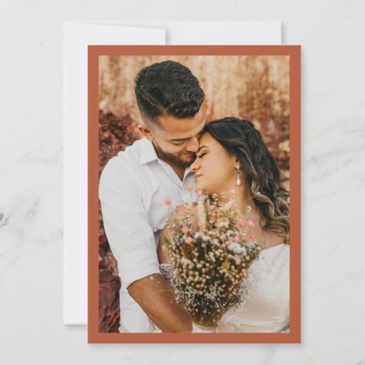 Save The Date Retro Script Boho Arch Photo Terracotta Mariage (Dos)