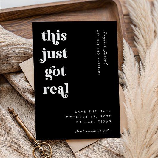 Save The Date Rétro Script Ça Devient Réel Drôle Gras Mariage