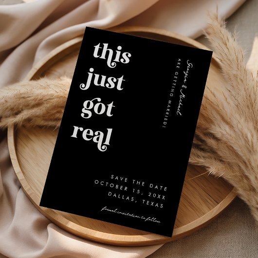 Save The Date Rétro Script Ça Devient Réel Drôle Gras Mariage