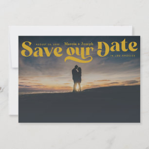 Save The Date Retro Serif Mustard Jaune