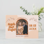 Save The Date Retro Seventies Arched Photo Boho Enregistrer la d (Debout devant)