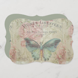 Save The Date rétro, shabby chic, vintage, rustique du pays, flo