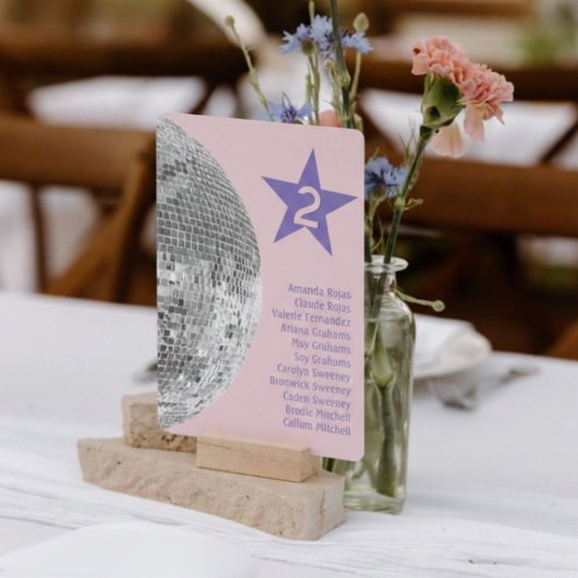 Save The Date Retro Silver Disco Wedding Table Seating Card