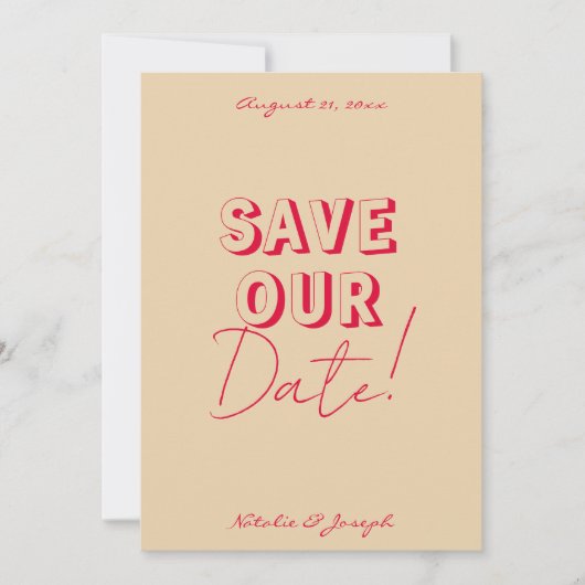 Save The Date Retro Simple Bright Funky Bold Modern Boho Mariage (Devant)