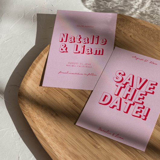 Save The Date Retro Simple Bright Funky Bold Modern Mariage