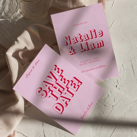 Save The Date Retro Simple Bright Funky Bold Modern Mariage