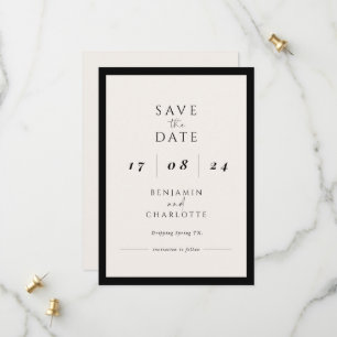 Save The Date Retro Simple Noir & Blanc Mariage enregistrer la d