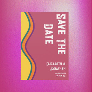 Save The Date Retro Southwestern Waves Wedding