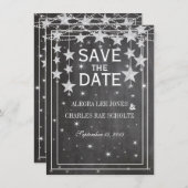 Save The Date Retro Stars Chalkboard Mariage Enregistrer la date (Devant / Derrière)