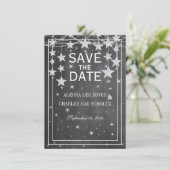 Save The Date Retro Stars Chalkboard Mariage Enregistrer la date (Debout devant)