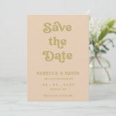 Save The Date Retro Super les années 70 Cute Green Photo Mariage (Debout devant)