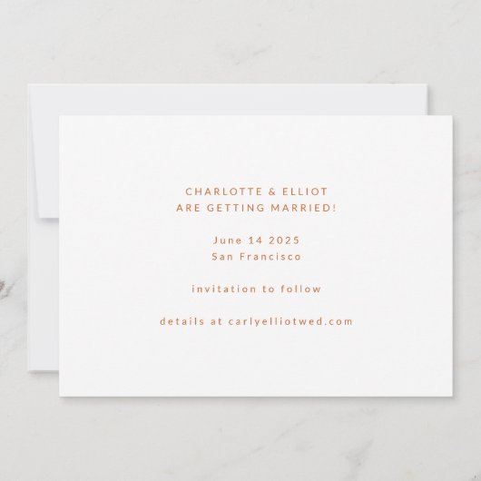 Save The Date Retro Super les années 70 Terracotta Brown Mariage (Dos)