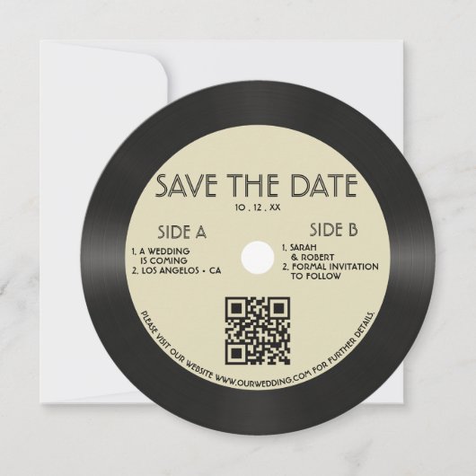 Save The Date Retro Tan Vinyl Enregistrement Mariage Enregistrer (Devant)