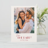 Save The Date Retro Texte et mariage photo enregistrer la date (Debout devant)